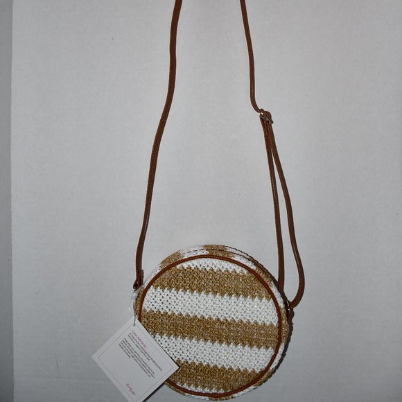 thirtyone Bags Thirty One Roundabout Crossbody White Stripe Straw